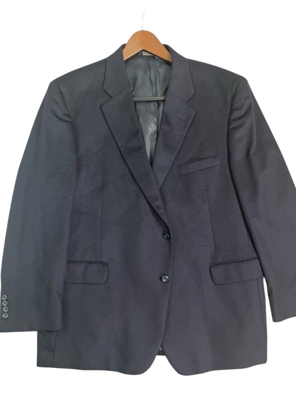 100% Cashmere Jos A Bank Blazer Mens 50R Black Single Breasted Quiet Luxury